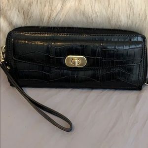 Black leather Wrist Wallet